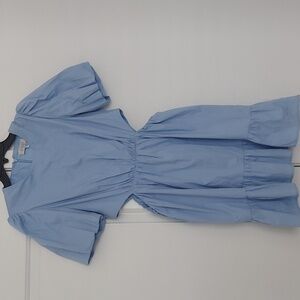 WAYF Blue Side Cut Out Short Sleeve Mini Dress